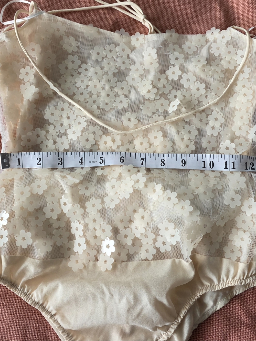 ZARA Cream Floral Mesh Bodysuit - Sheer Lace Appliqué - Picture 15 of 15